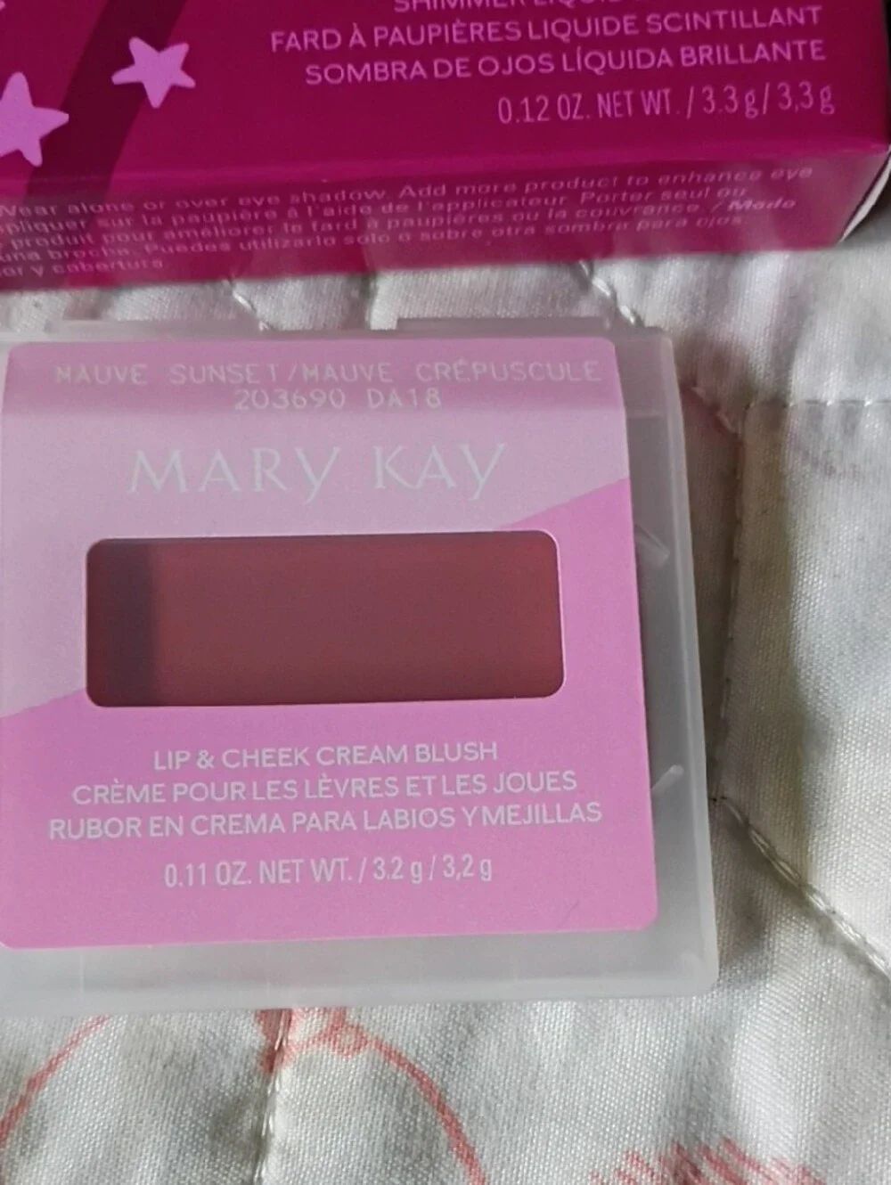 Mary Kay Pink Lip & Cheek Cream Blush with Shimmer Gloss & Shimmer Eyeshado Duo